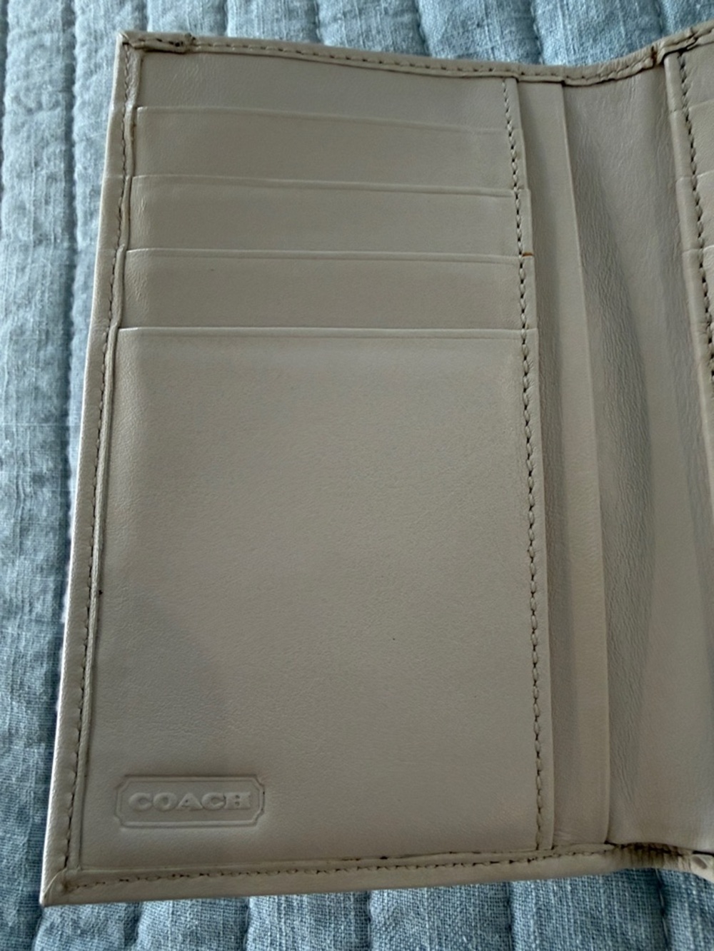 Coach Beige & Cream Canvas Wallet with Gold Buckle - Picture 6 of 6